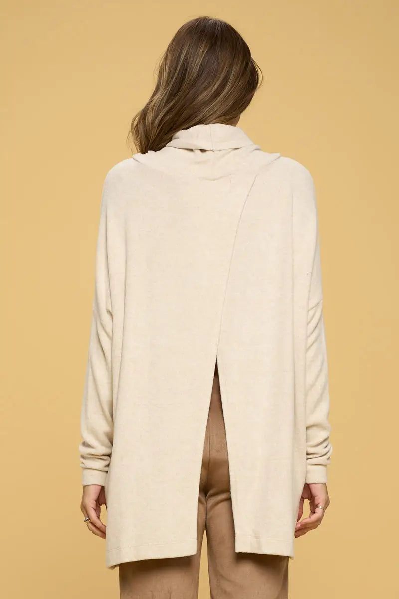 Long Sleeve Open Back Pullover Top - BTK COLLECTIONS