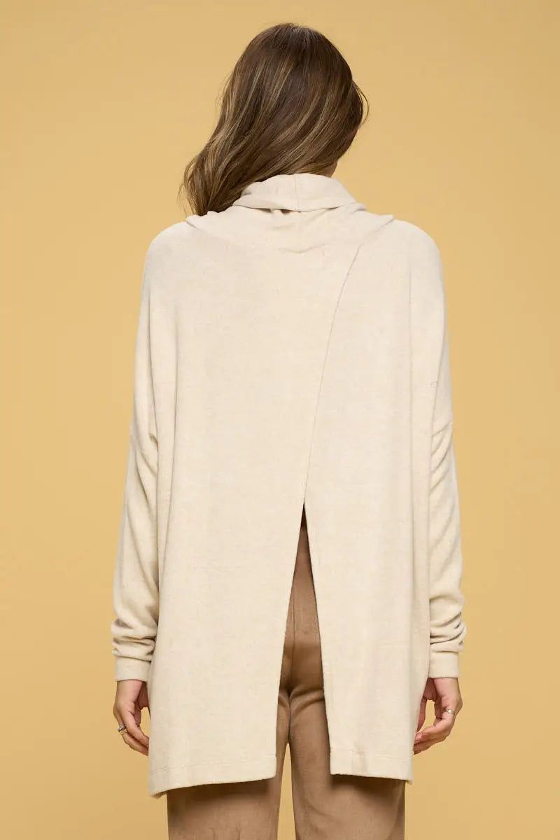Long Sleeve Open Back Pullover Top - BTK COLLECTION