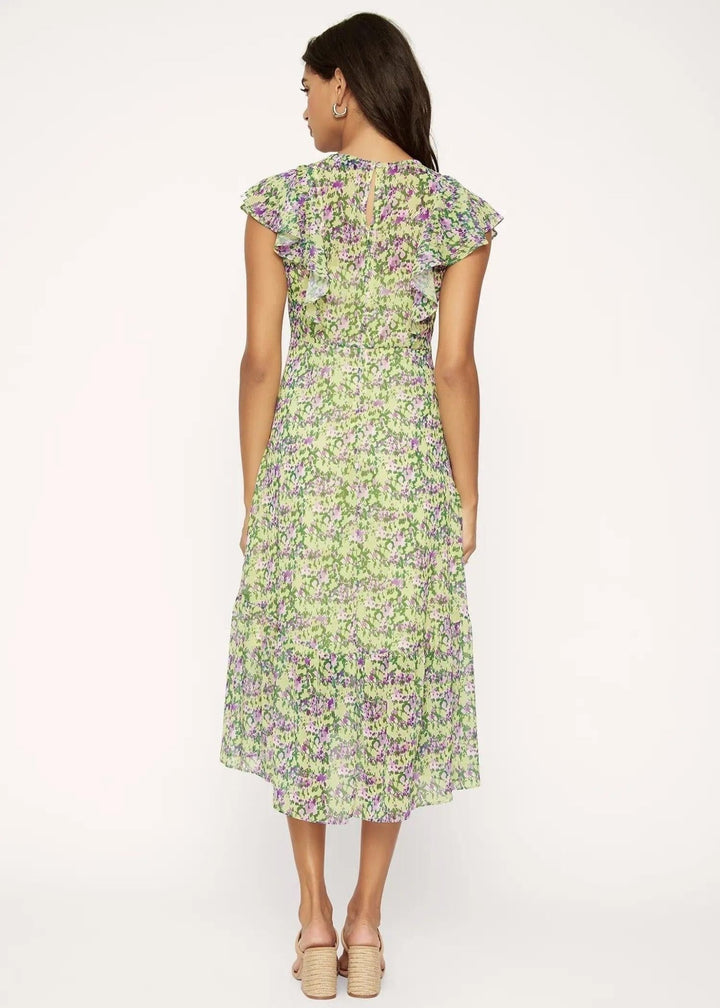 Matisse's Dream Purple - Yellow Midi Dress - BTK COLLECTIONS