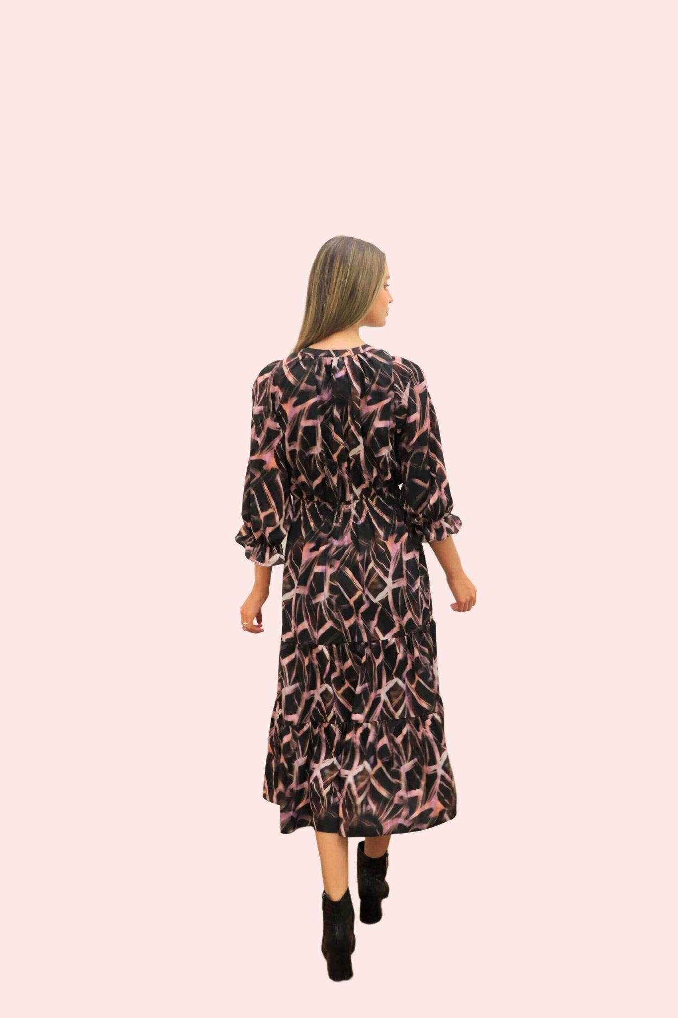 Mauve Quartz Printed Midi Dress - BTK COLLECTIONS