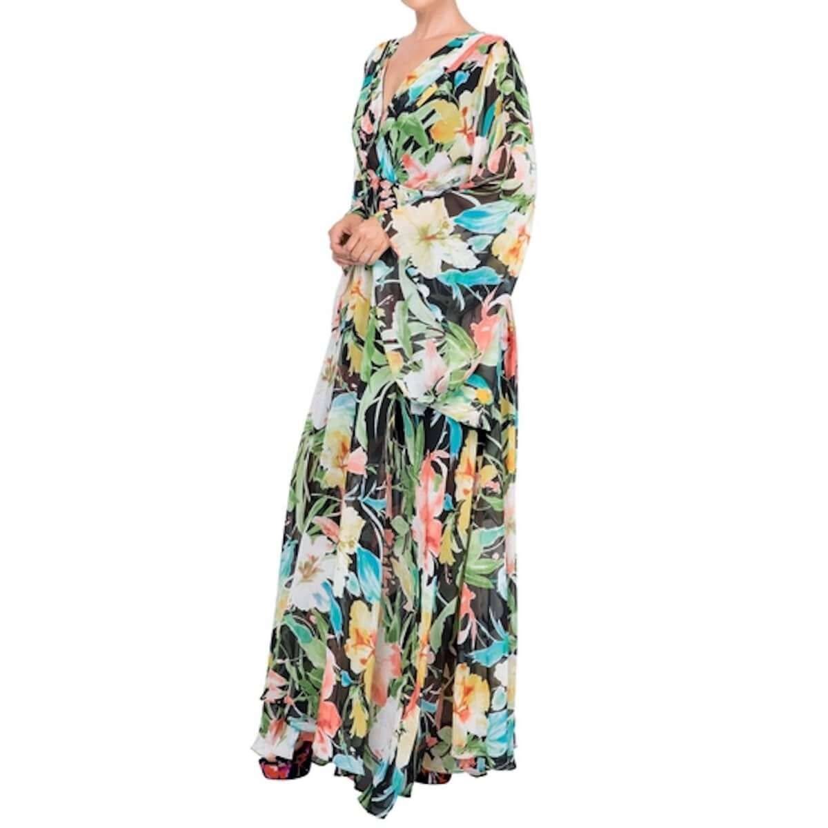 Meghan LA Sunset Maxi Dress - Black Watercolor - BTK COLLECTION