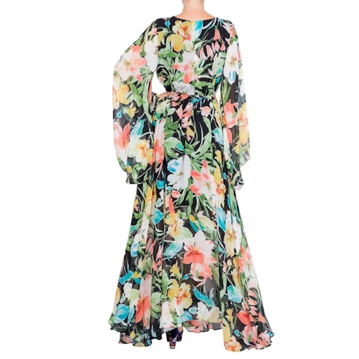 Meghan LA Sunset Maxi Dress - Black Watercolor - BTK COLLECTION