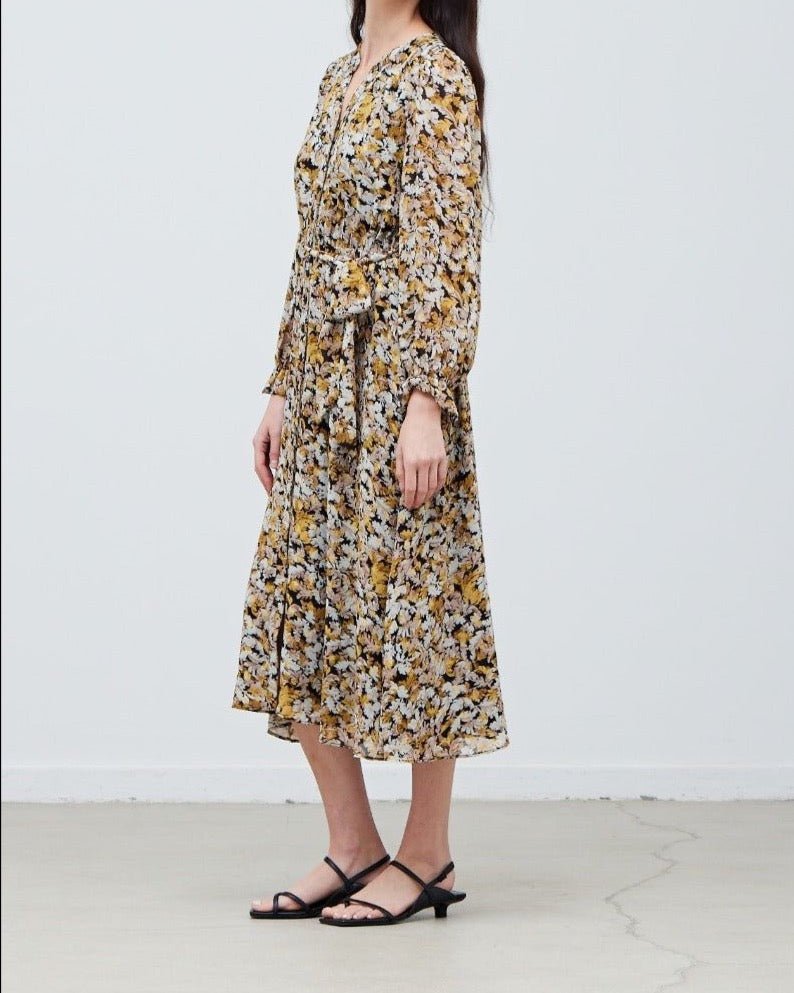 Metallic Printed Midi Dress - BTK COLLECTIONS