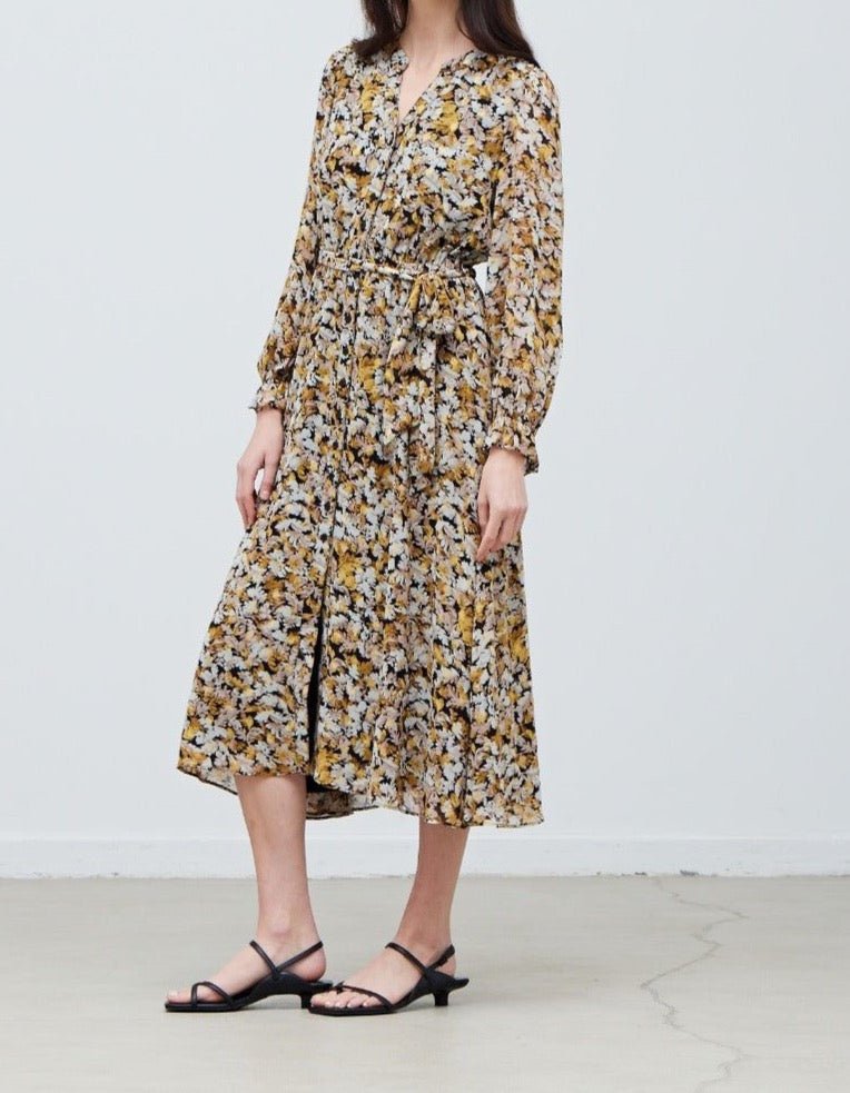 Metallic Printed Midi Dress - BTK COLLECTIONS