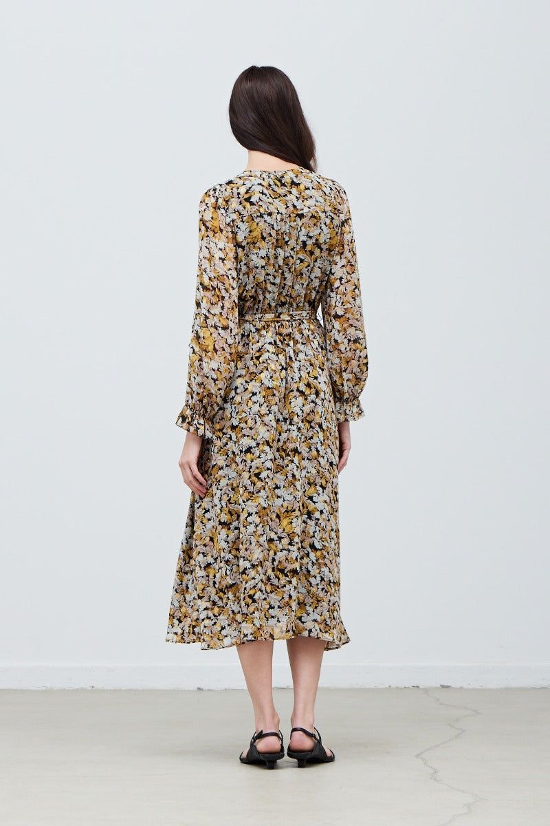 Metallic Printed Midi Dress - BTK COLLECTIONS