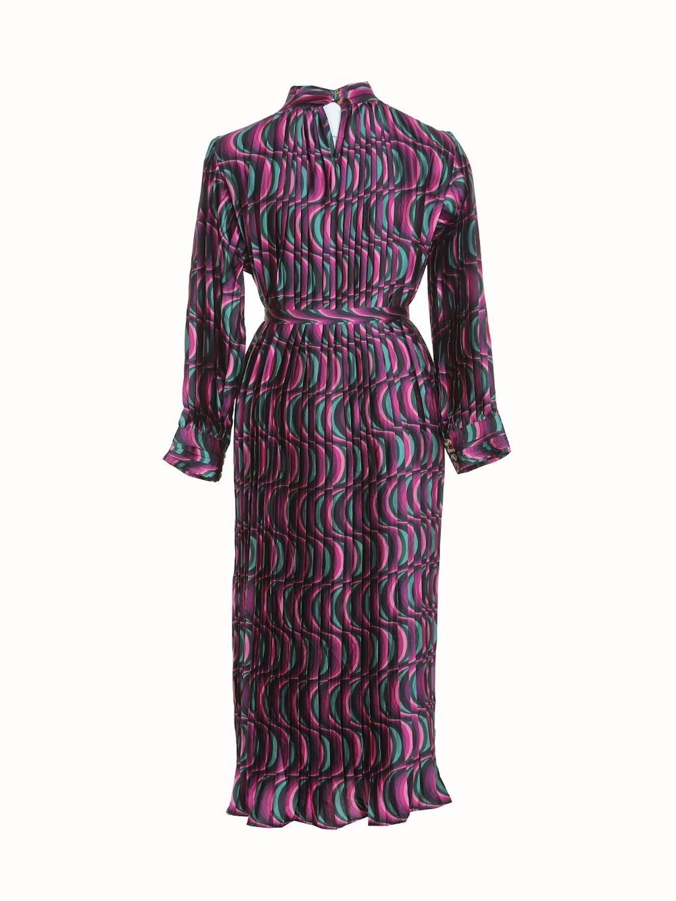 Multi Color Print Pleated Maxi Dress - BTK COLLECTIONS