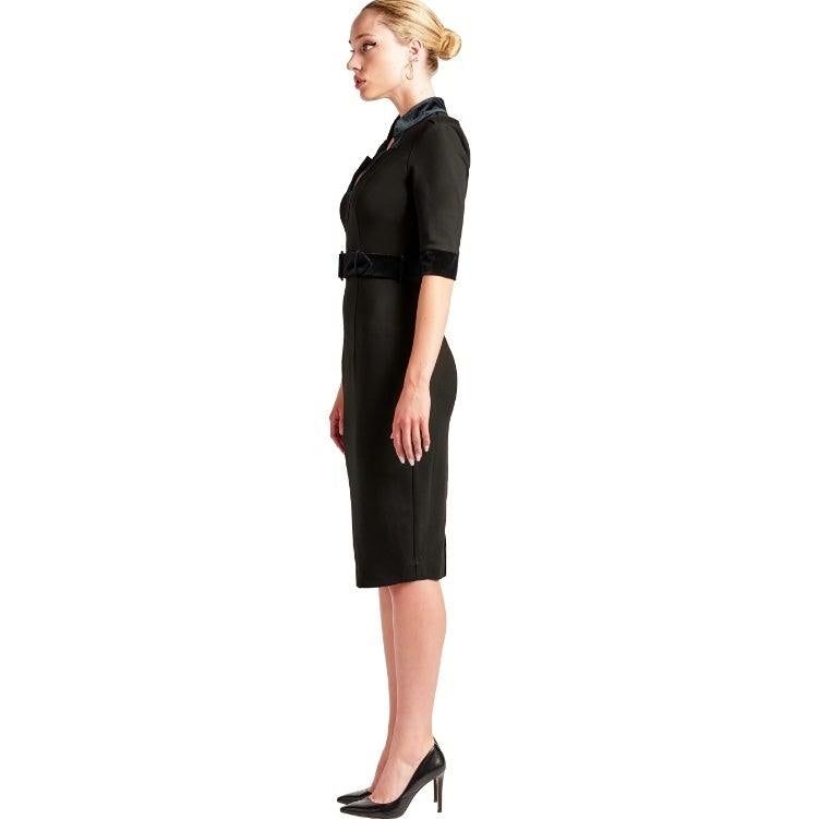 Nicola Sheath Dress - Notch neck Ponte dress with elbow sleeves - BTK COLLECTION
