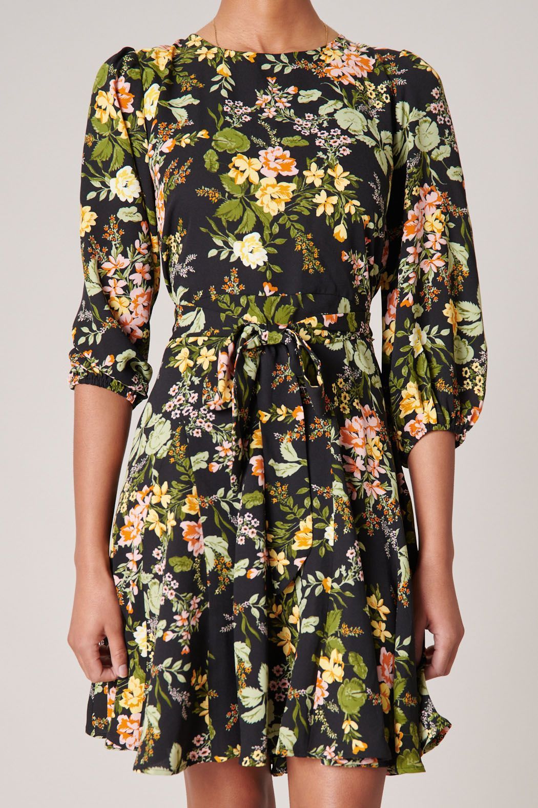 Night Bloom Balloon Sleeve Derby Dress - BTK COLLECTIONS
