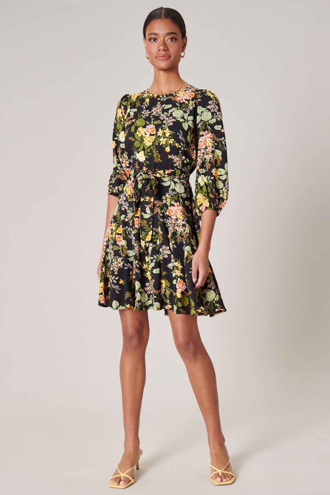 Night Bloom Balloon Sleeve Derby Dress - BTK COLLECTIONS