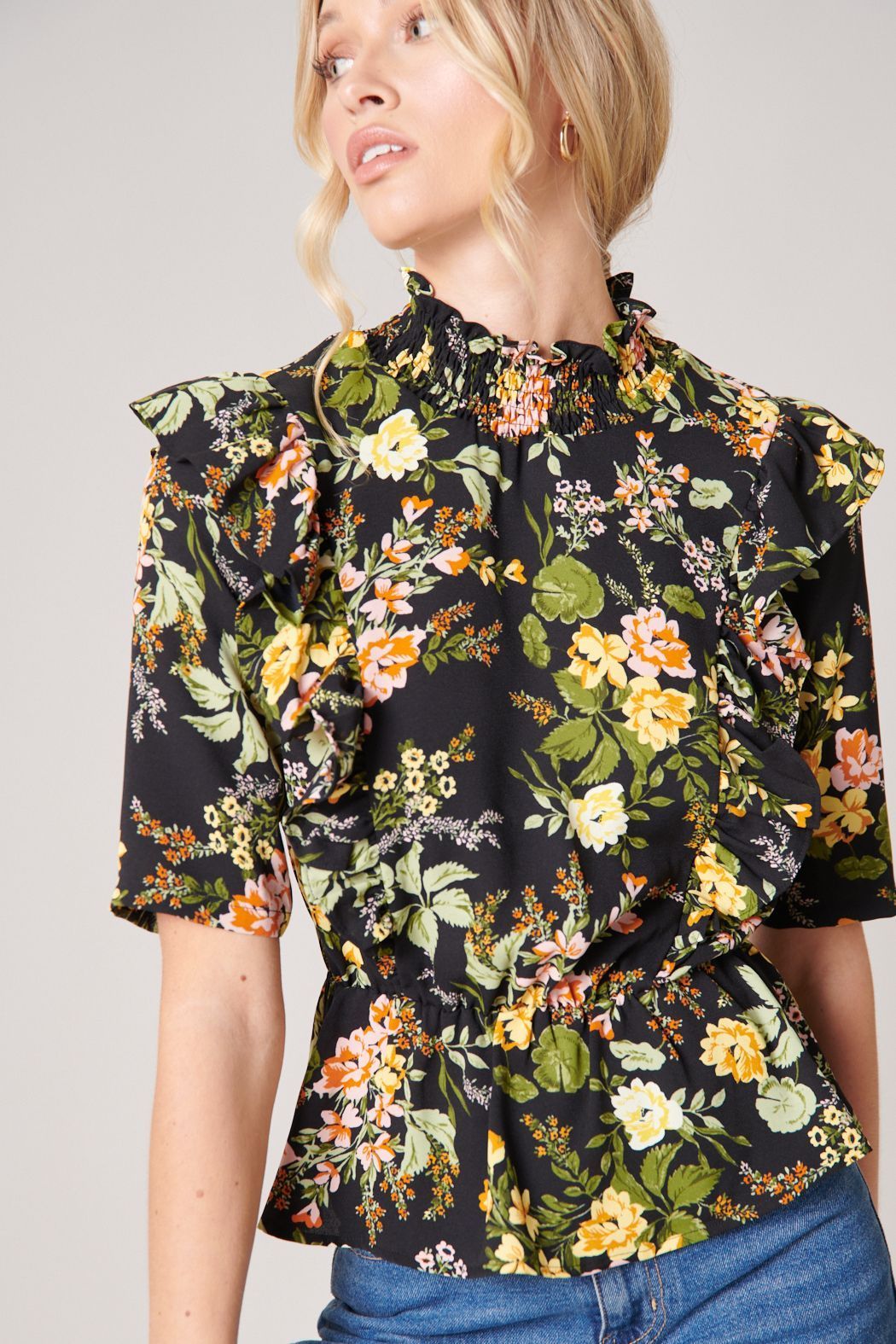 Night Bloom Ruffle Blouse - BTK COLLECTION