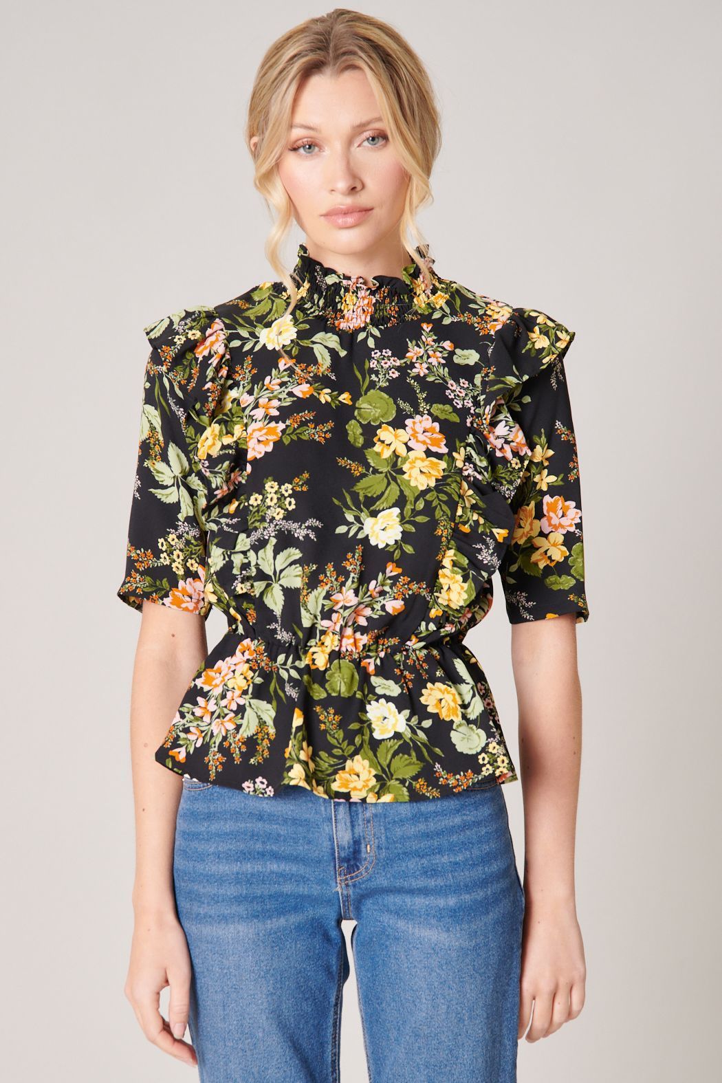 Night Bloom Ruffle Peplum Top - BTK COLLECTIONS