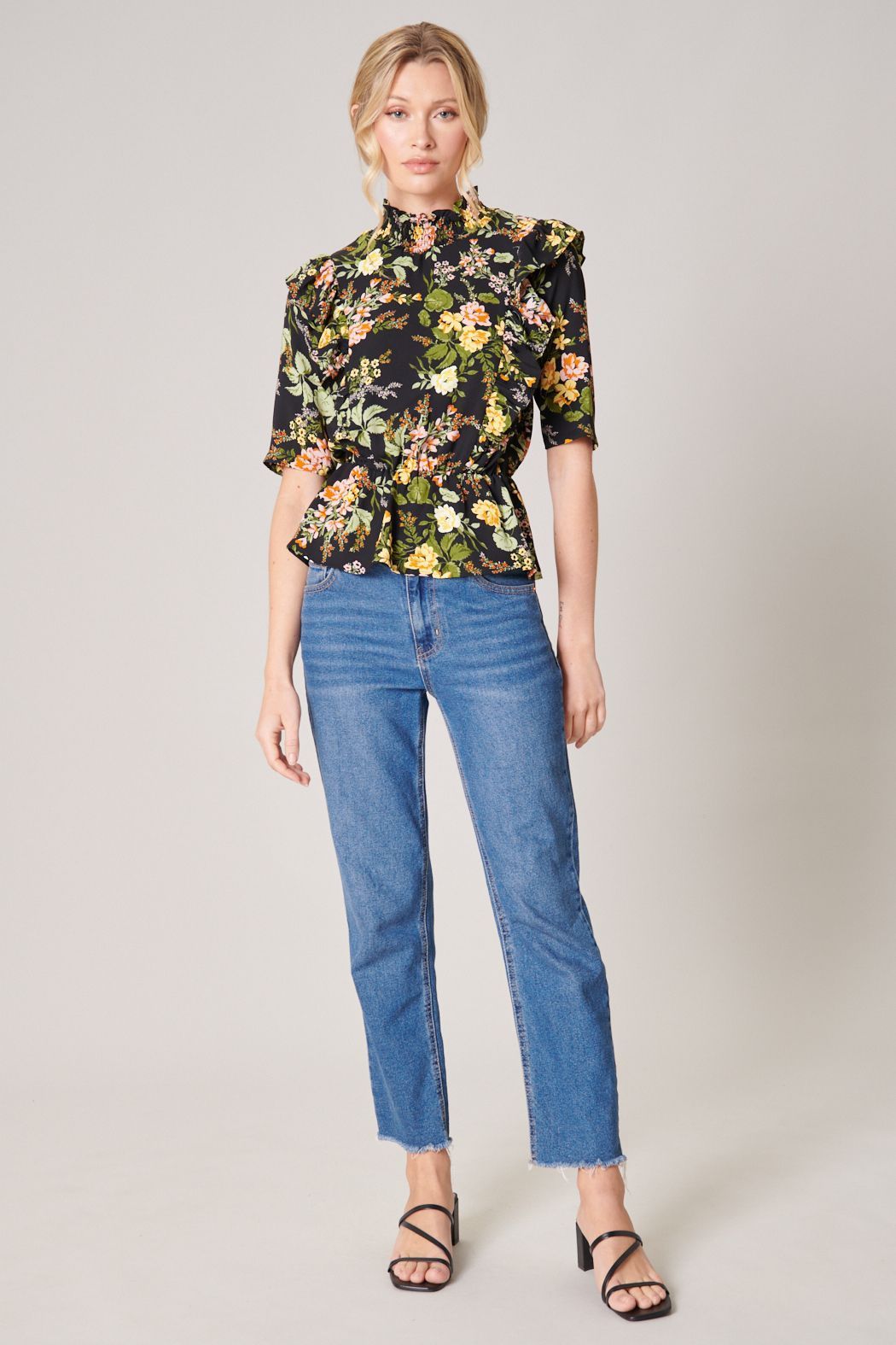 Night Bloom Ruffle Peplum Top - BTK COLLECTIONS