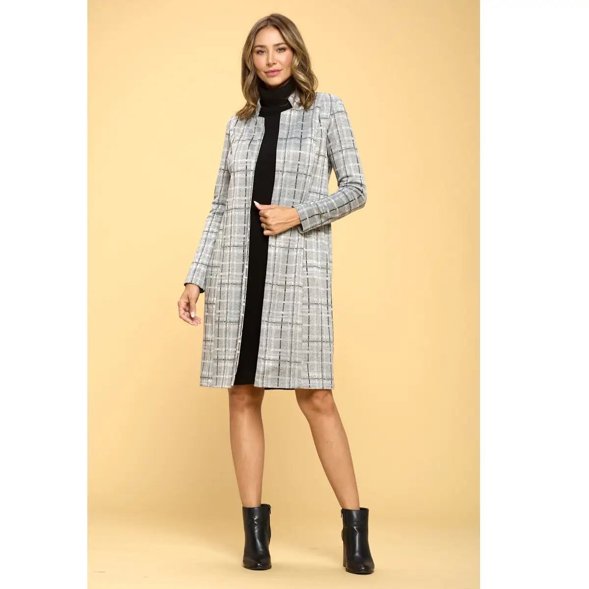 Plaid Open Jacket - BTK COLLECTIONS