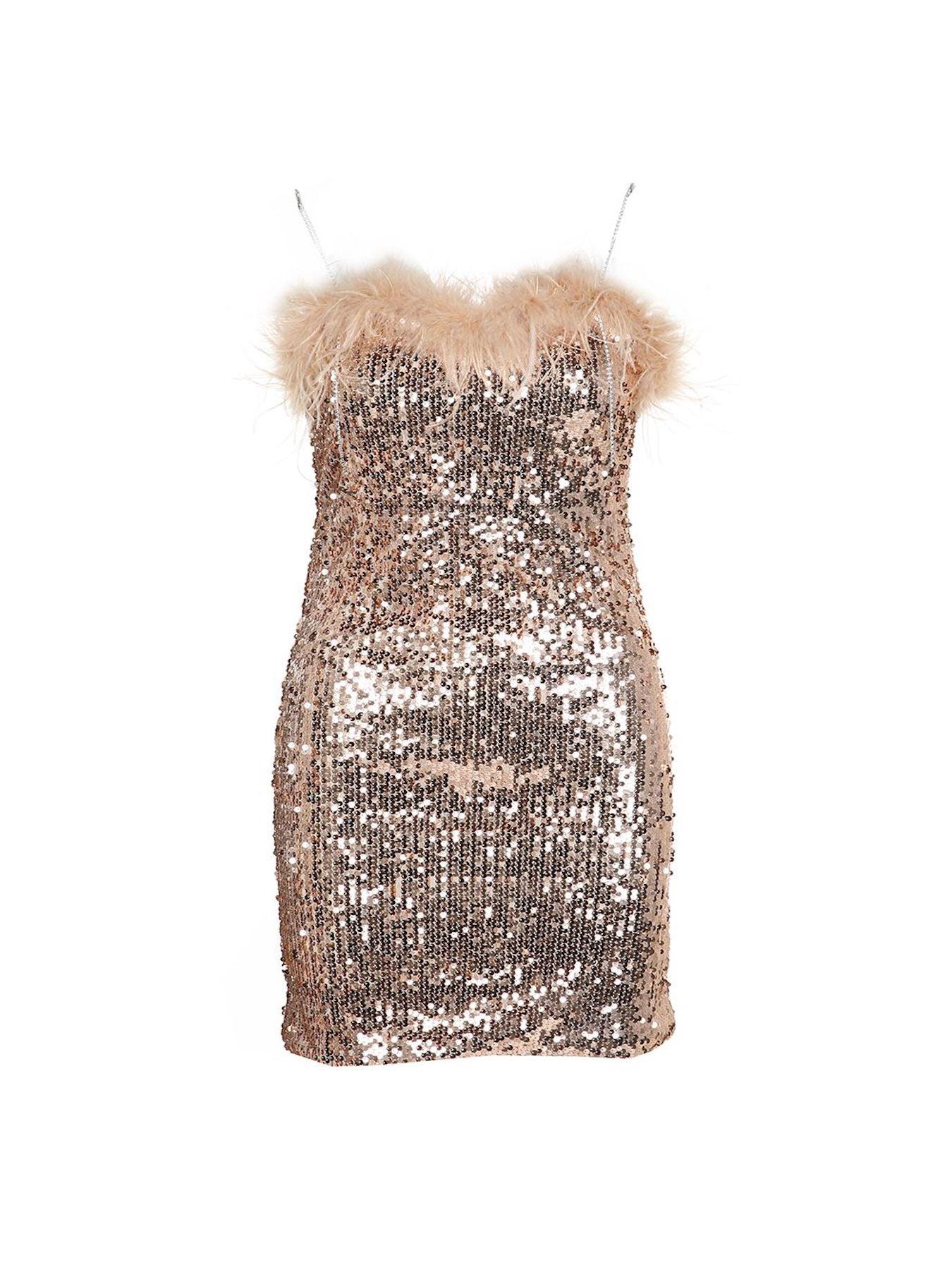 Rhinestones Strap Sequin Mini Dress - BTK COLLECTIONS