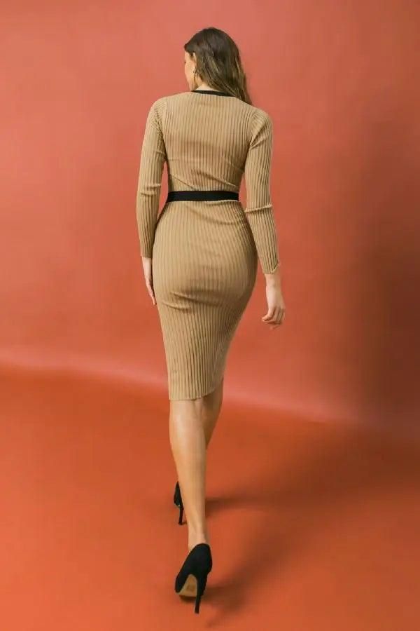 Ribbed Sweater Midi Dress - BTK COLLECTION