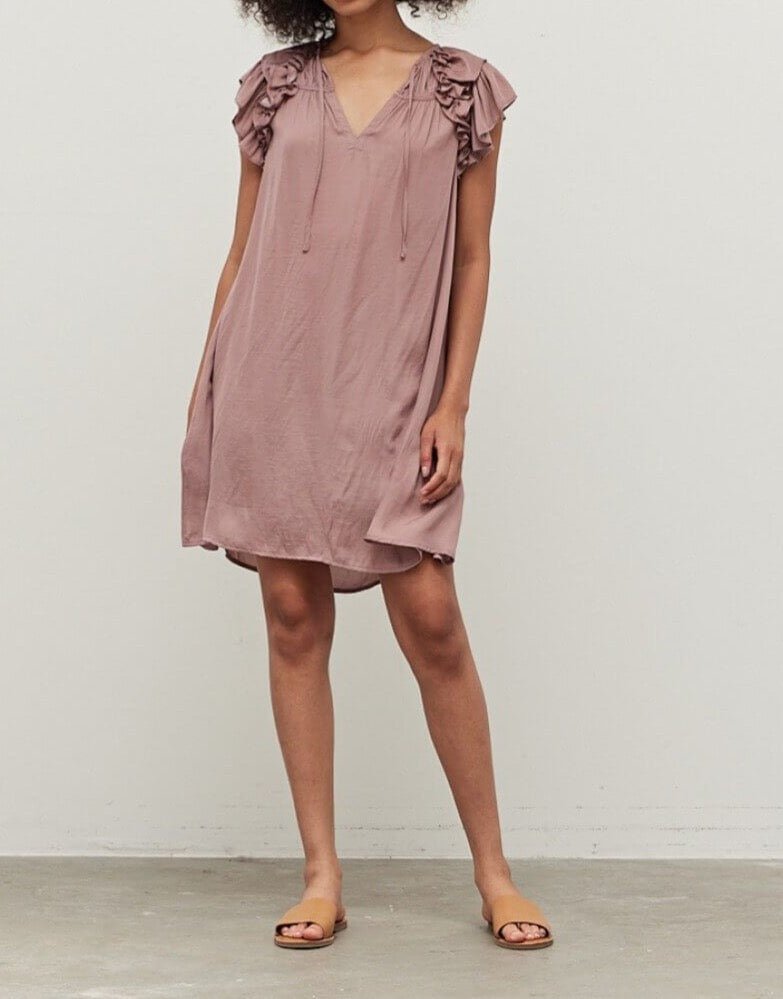 Ruffle Shoulder Mini Dress - BTK COLLECTIONS