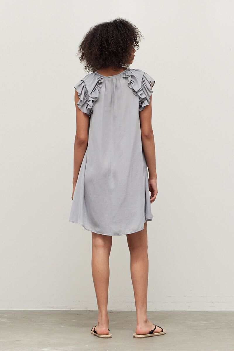 Ruffle Shoulder Mini Dress - BTK COLLECTIONS