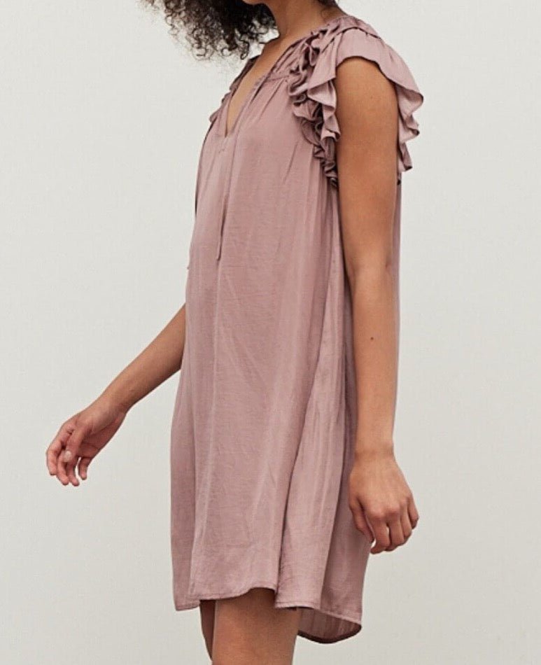 Ruffle Shoulder Mini Dress - BTK COLLECTIONS