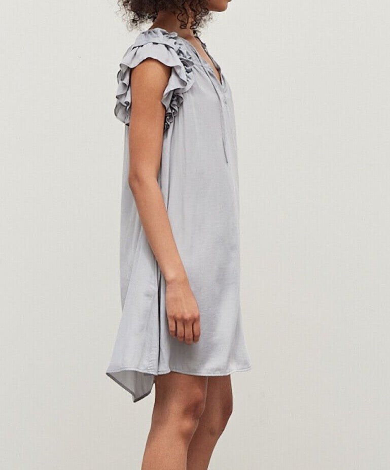 Ruffle Shoulder Mini Dress - BTK COLLECTIONS