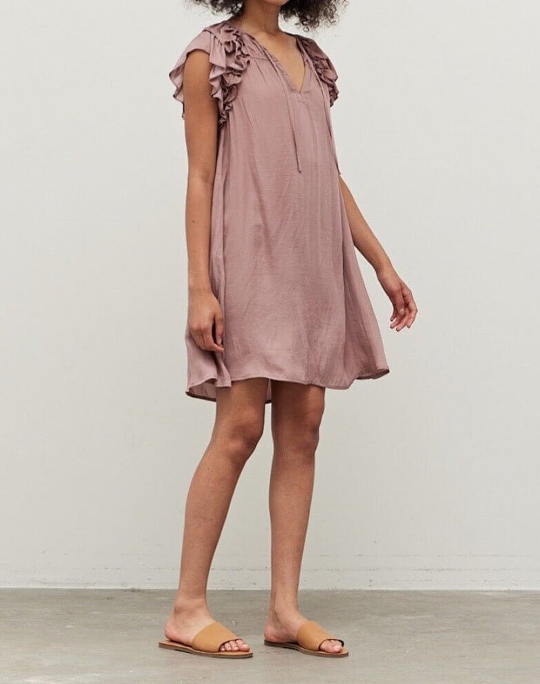 Ruffle Shoulder Mini Dress - BTK COLLECTIONS