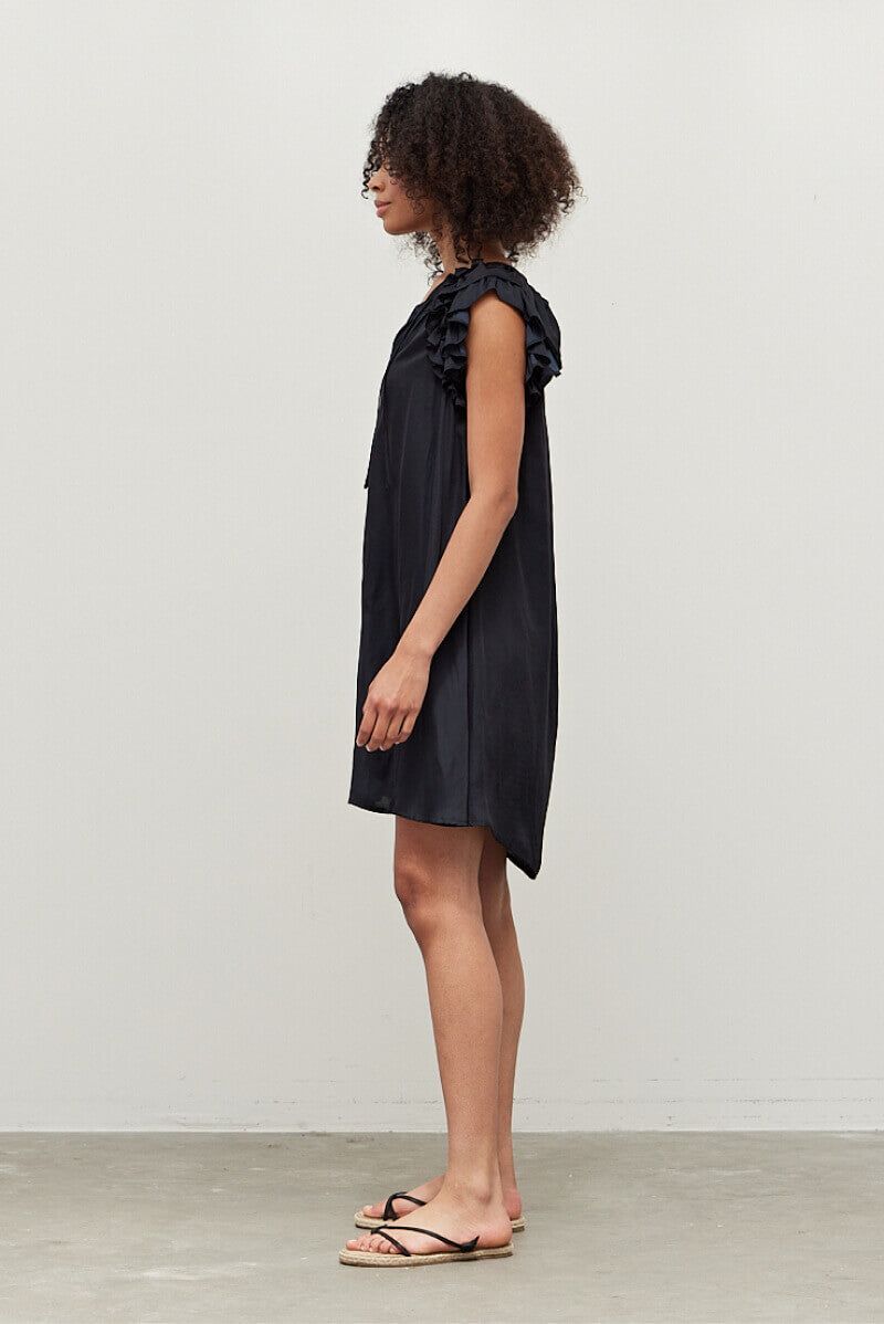 Ruffle Shoulder Mini Dress - BTK COLLECTIONS