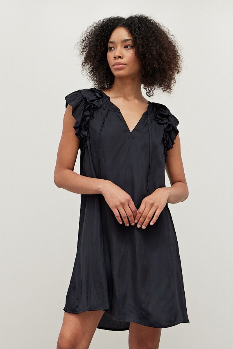 Ruffle Shoulder Mini Dress - BTK COLLECTIONS