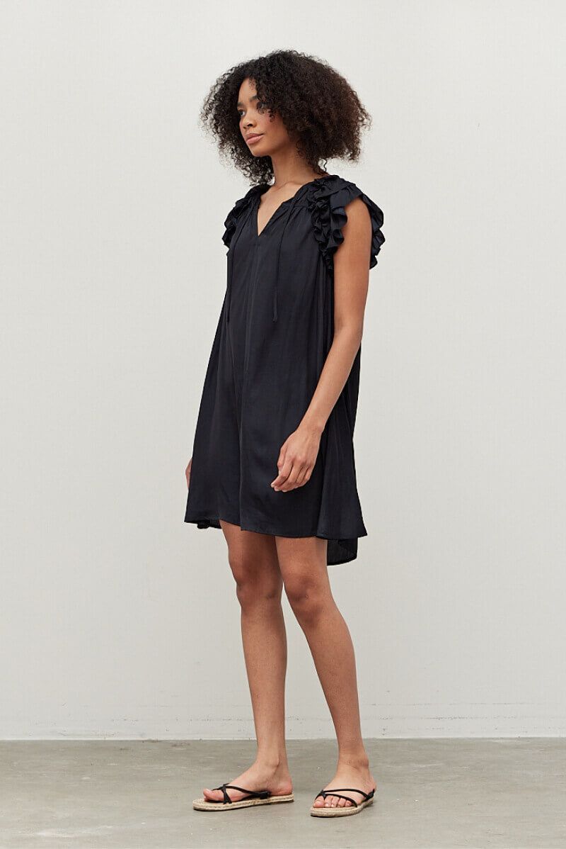 Ruffle Shoulder Mini Dress - BTK COLLECTIONS