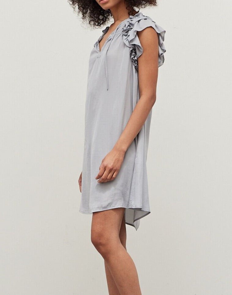 Ruffle Shoulder Mini Dress - BTK COLLECTIONS