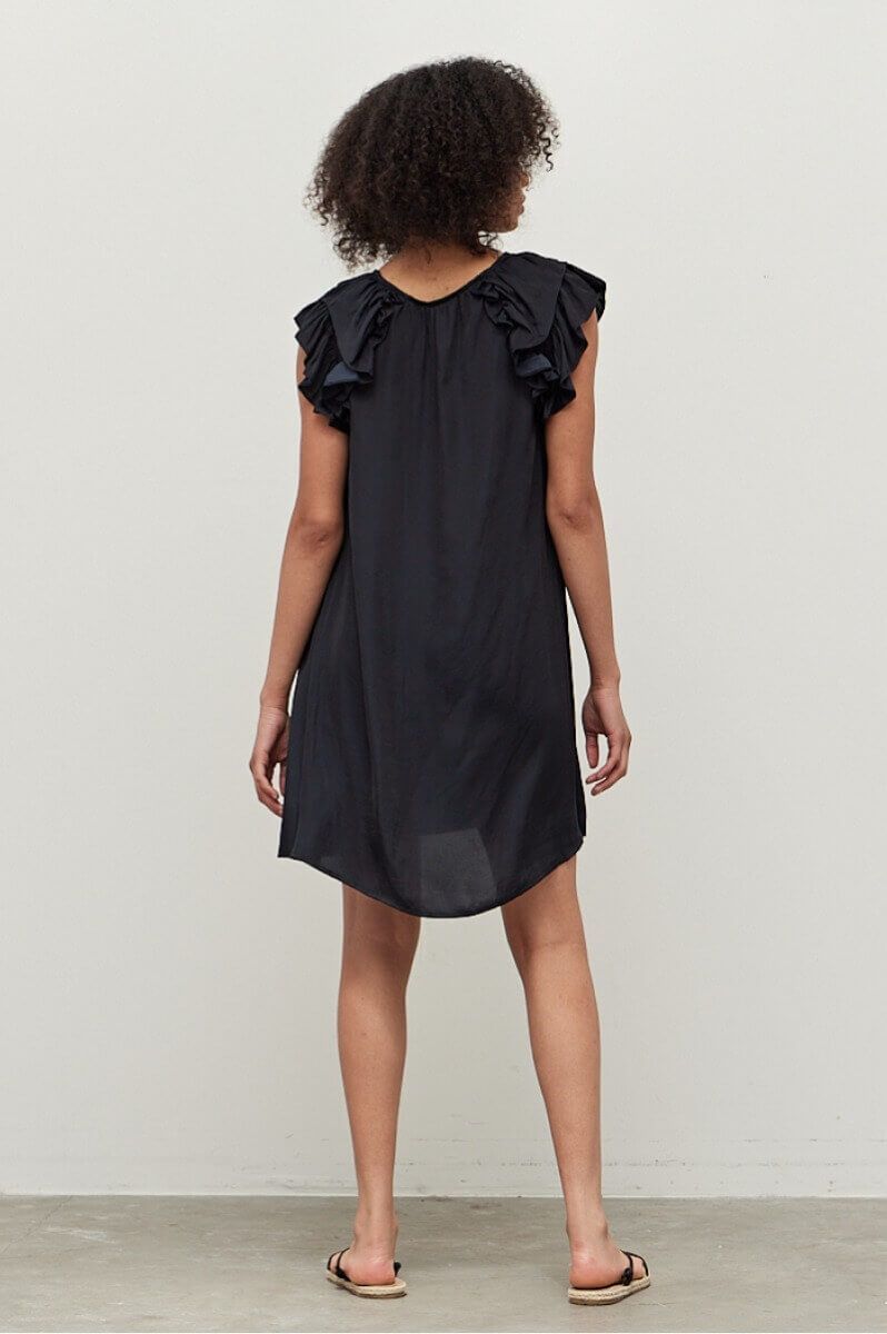 Ruffle Shoulder Mini Dress - BTK COLLECTIONS