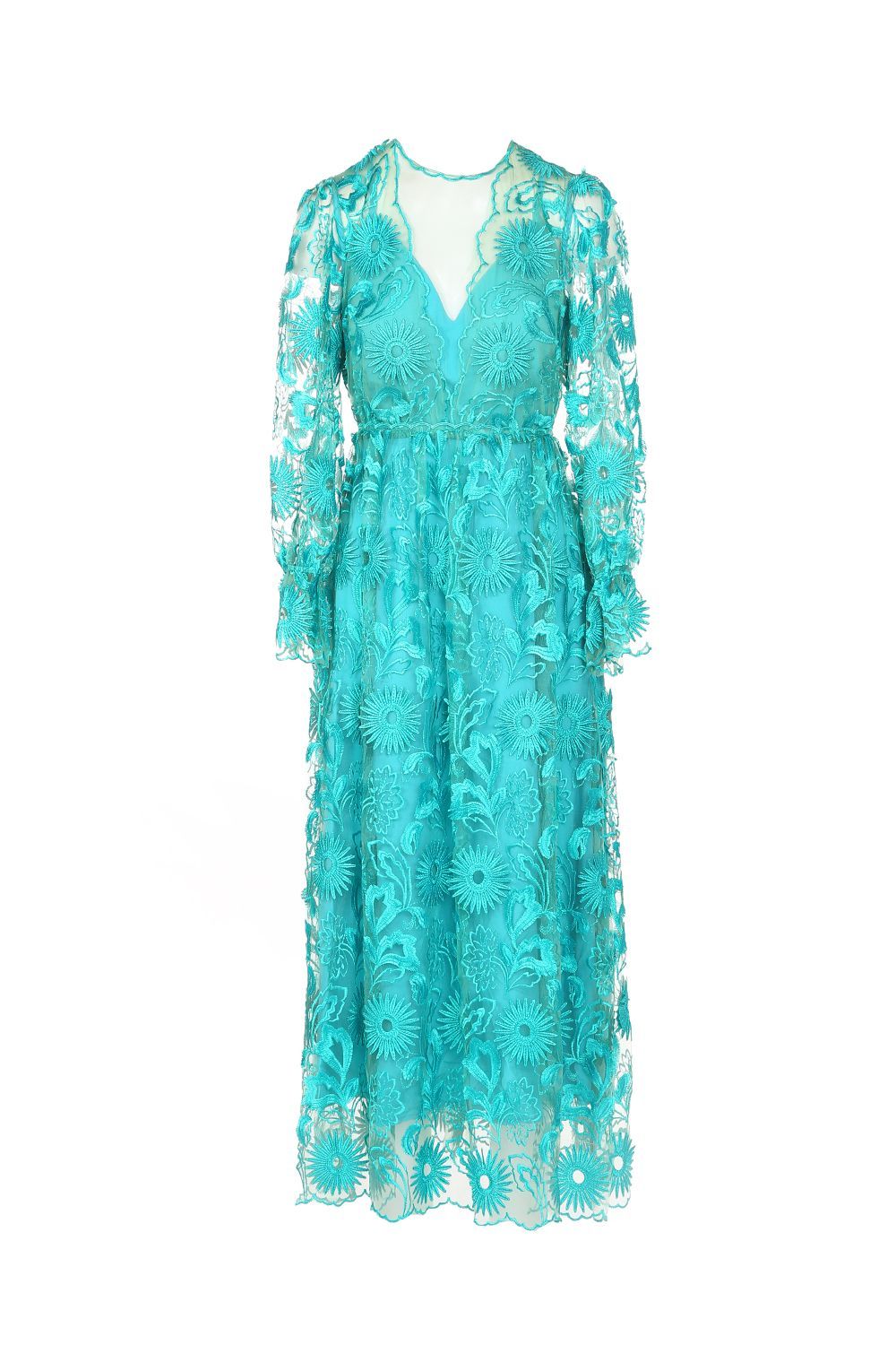 Satin Lace Fabric Maxi Dress - BTK COLLECTIONS