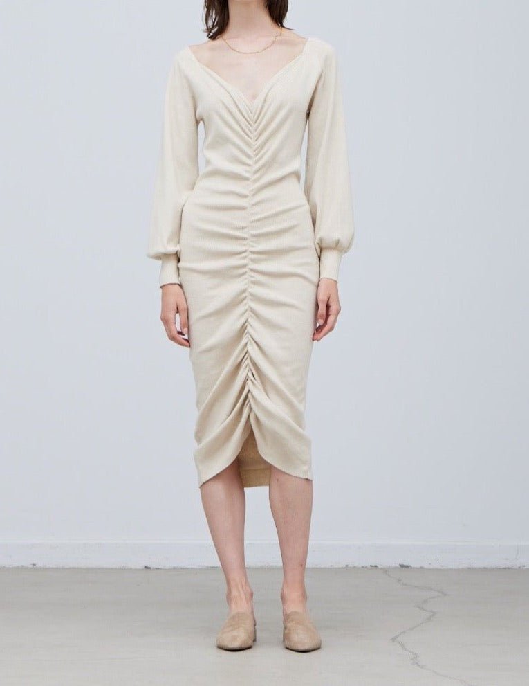 Shirred Sweater Midi Dress - BTK COLLECTIONS