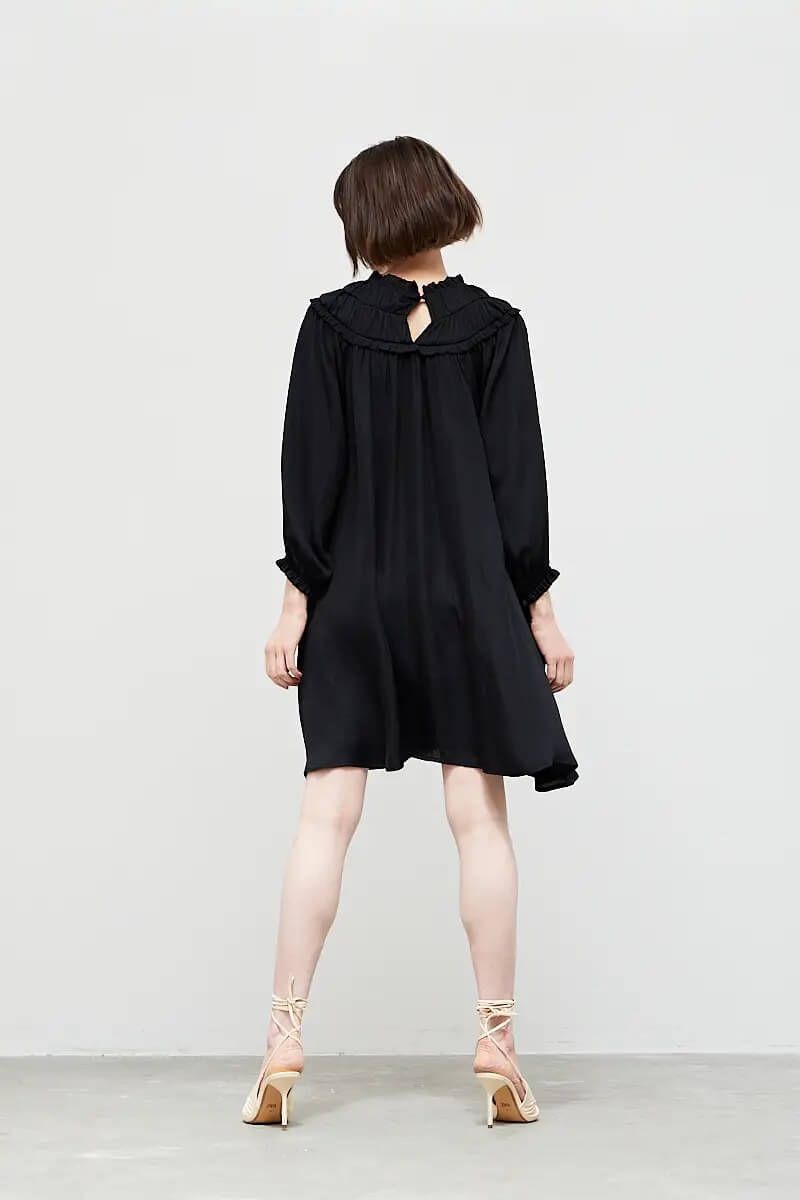 Smocked Bib Satin Dress - BTK COLLECTIONS