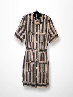 Striped Tweed Mini Dress - BTK COLLECTIONS