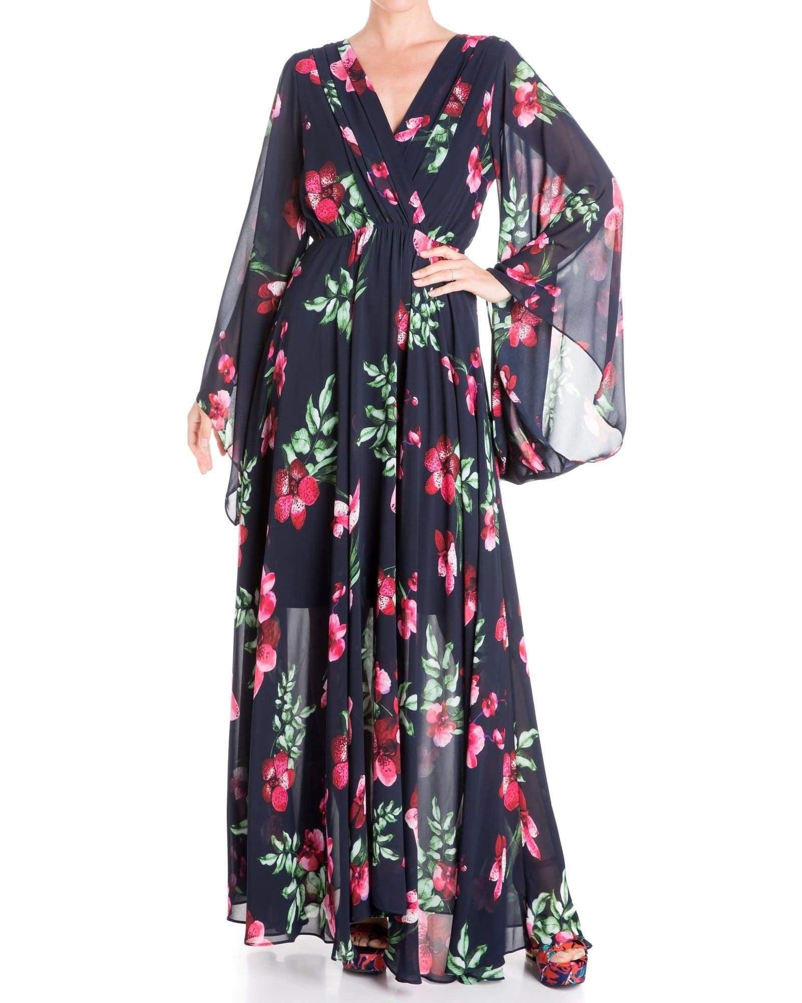 Sunset Maxi Dress - Navy Orchid - BTK COLLECTIONS