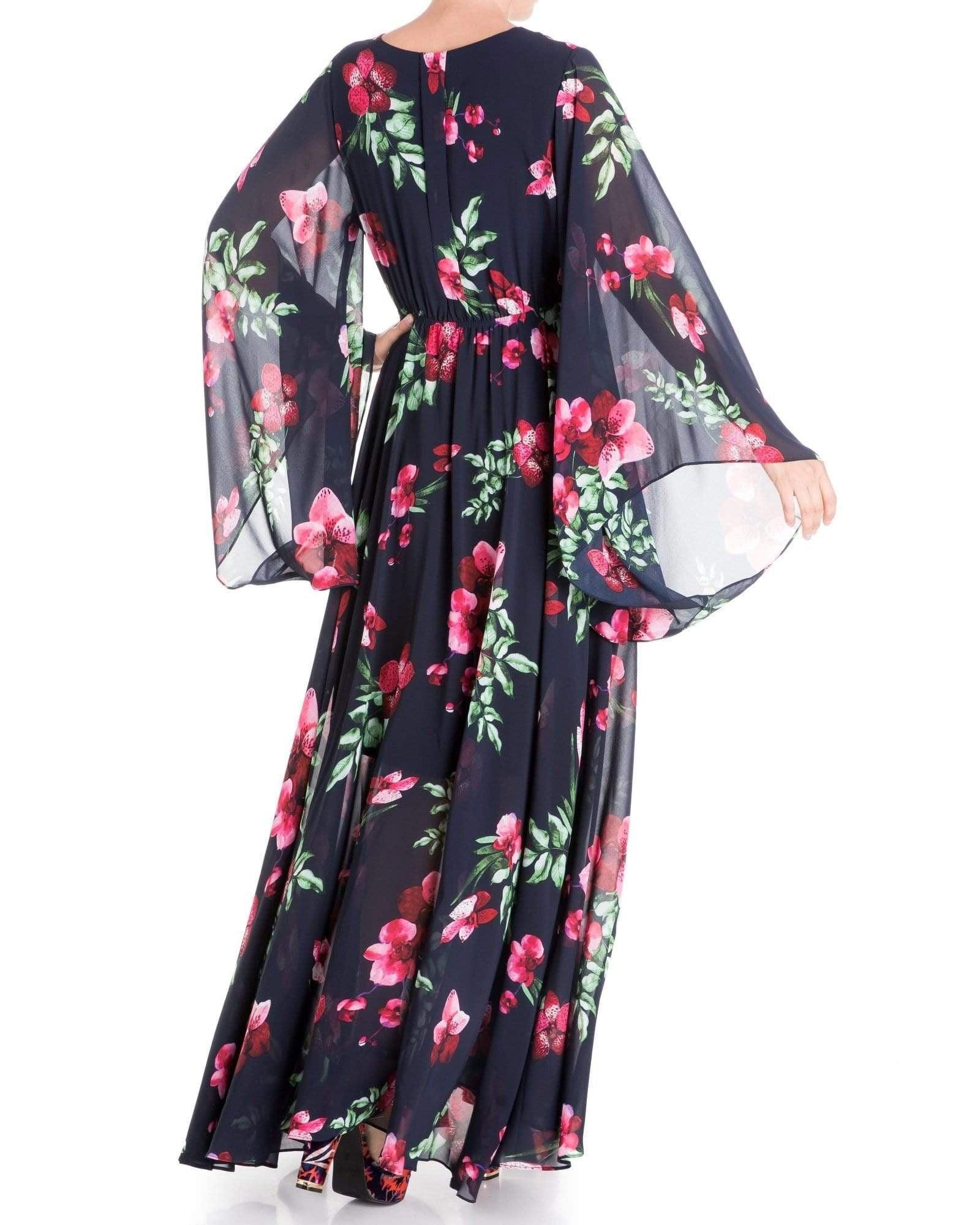 Sunset Maxi Dress - Navy Orchid - BTK COLLECTION
