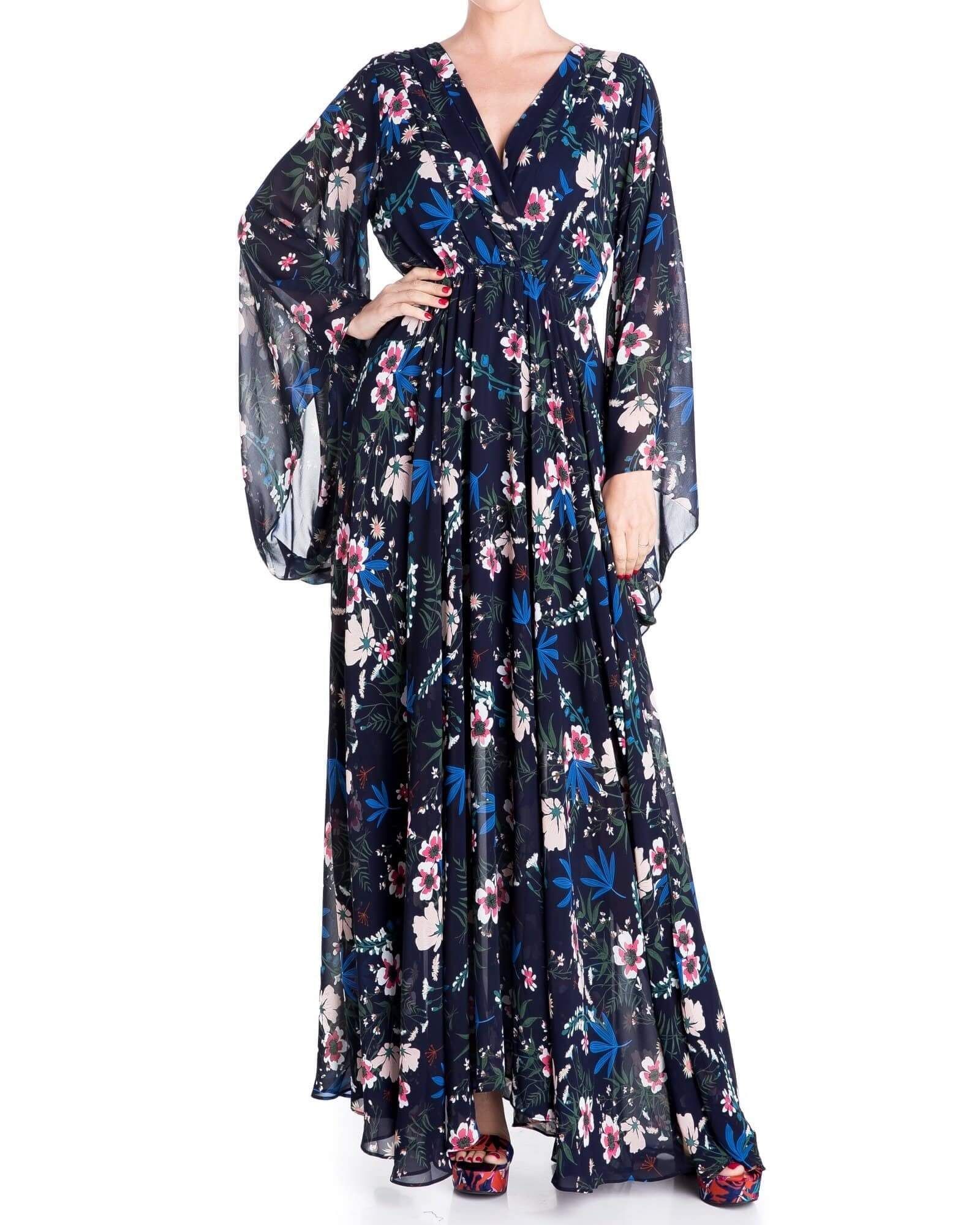 Sunset Maxi Dress - Wildflower Navy - BTK COLLECTIONS