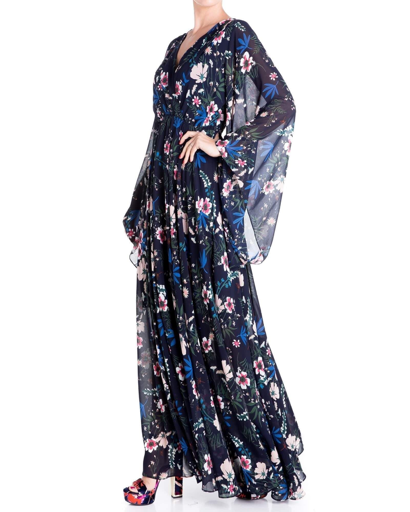 Sunset Maxi Dress - Wildflower Navy - BTK COLLECTIONS