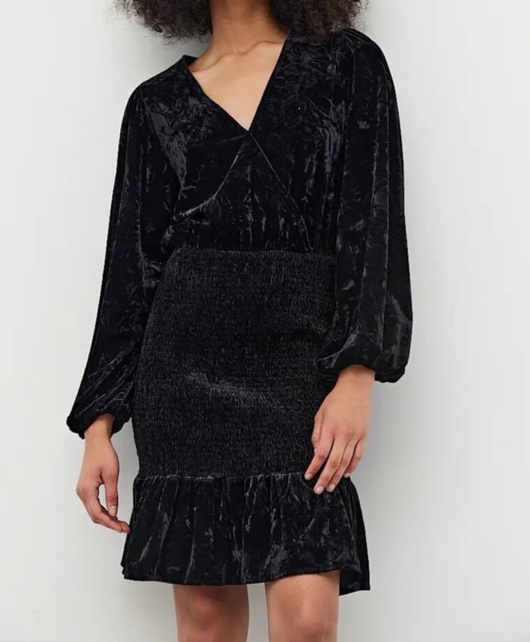 Velvet Smocked Skirt Dress - BTK COLLECTIONS