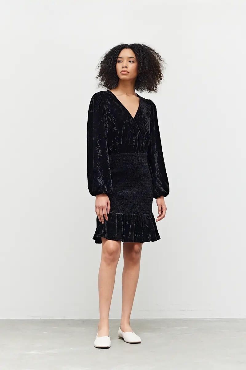 Velvet Smocked Skirt Dress - BTK COLLECTIONS