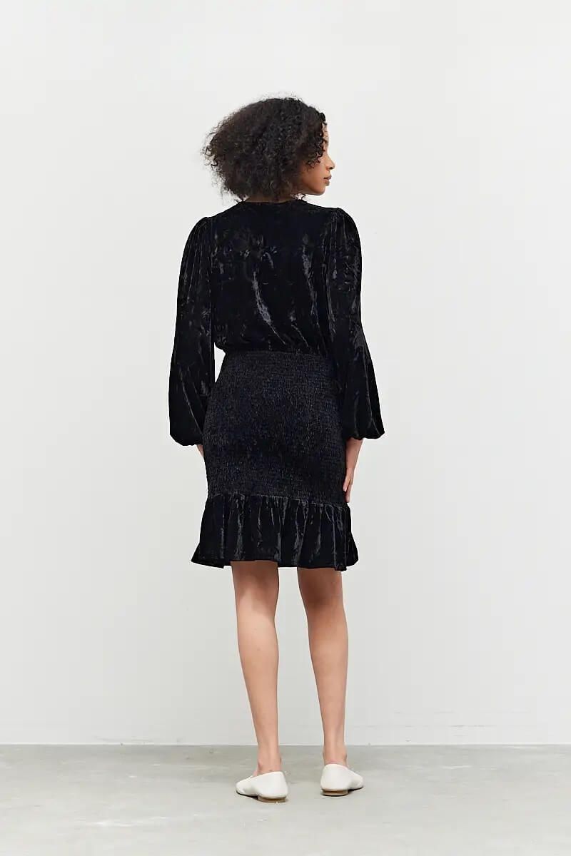 Velvet Smocked Skirt Dress - BTK COLLECTIONS