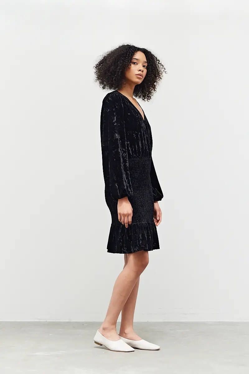 Velvet Smocked Skirt Dress - BTK COLLECTIONS